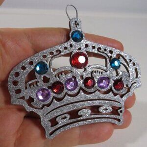 Silver Crown Laser Cut Wooden Ornament Hangs King Queen